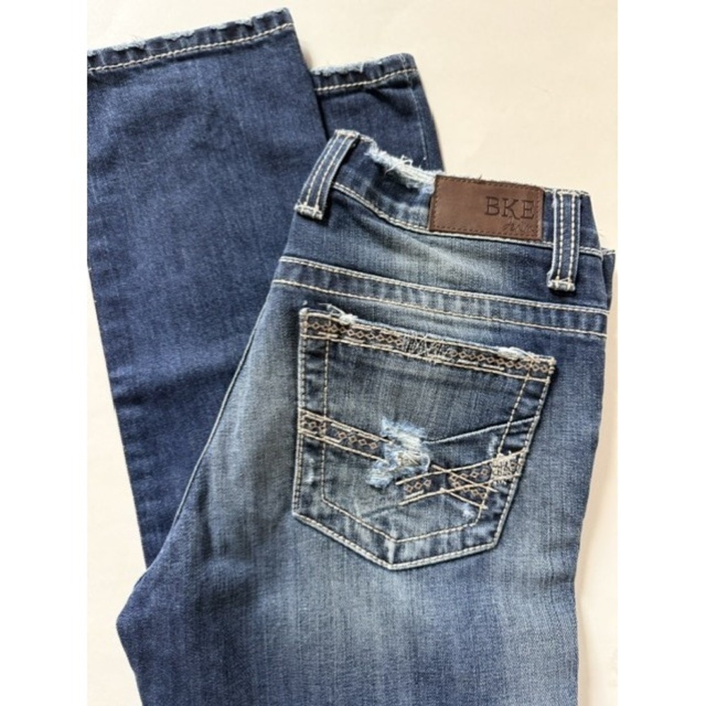 BKE Culture Ankle Skinny Jeans Distressed Medium Wash Blue Size 29 BKC1039